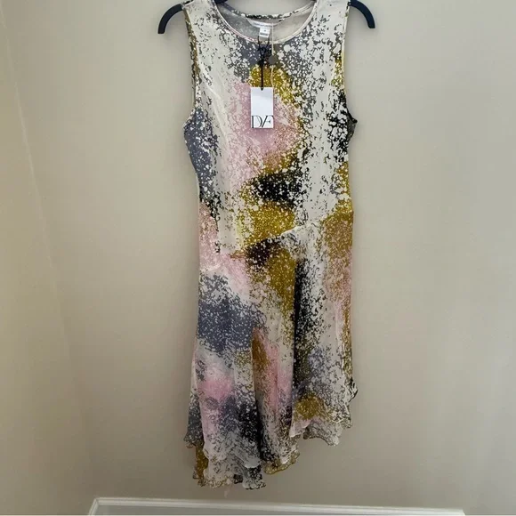 navy blue dress for baby girl Diane von Furstenberg Asymmetric Floral Wrap Dress main image 0